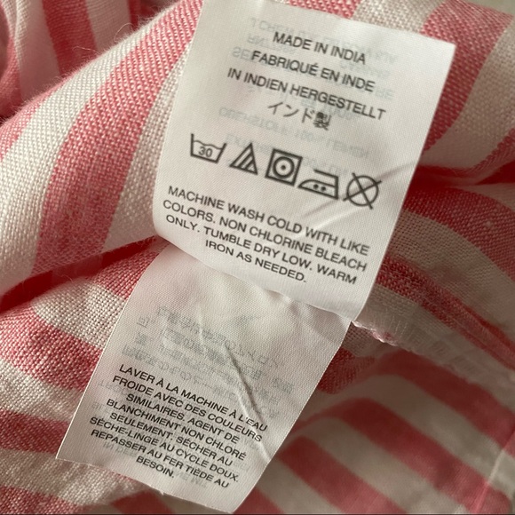 J.Crew Pink & White Stripe Toed Waist Linen Top - Picture 10 of 11